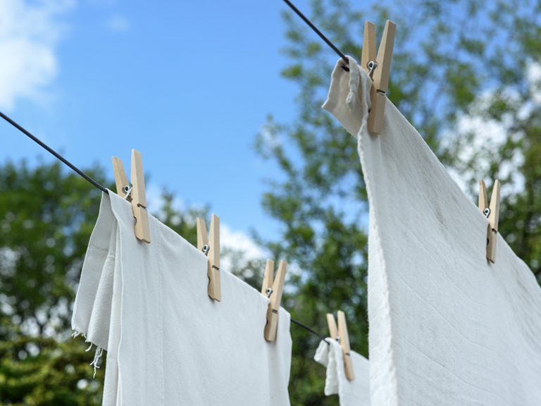 laundry drying on outside washing line